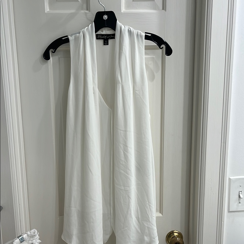 White Sleeveless Drape Vest